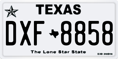 TX license plate DXF8858