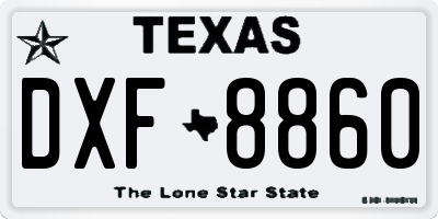 TX license plate DXF8860