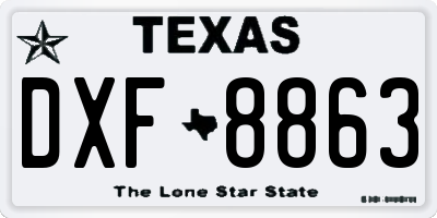 TX license plate DXF8863