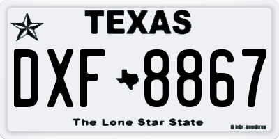 TX license plate DXF8867