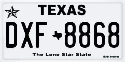TX license plate DXF8868