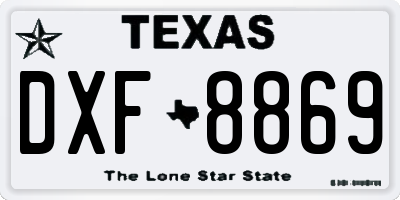 TX license plate DXF8869