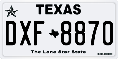 TX license plate DXF8870
