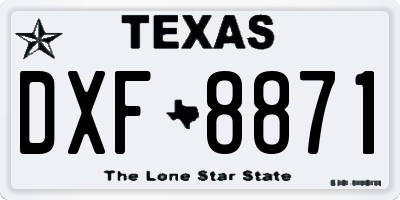 TX license plate DXF8871