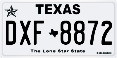 TX license plate DXF8872