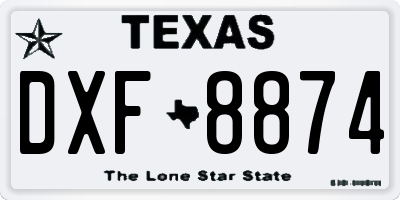TX license plate DXF8874