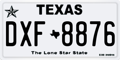 TX license plate DXF8876
