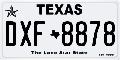 TX license plate DXF8878