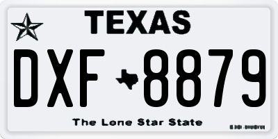 TX license plate DXF8879