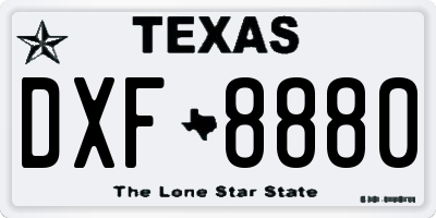 TX license plate DXF8880
