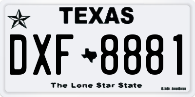 TX license plate DXF8881
