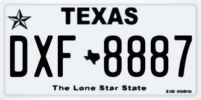 TX license plate DXF8887
