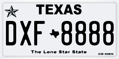 TX license plate DXF8888