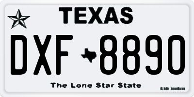 TX license plate DXF8890