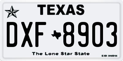 TX license plate DXF8903