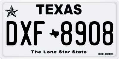 TX license plate DXF8908