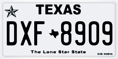 TX license plate DXF8909