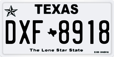 TX license plate DXF8918