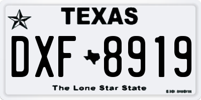 TX license plate DXF8919