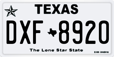 TX license plate DXF8920