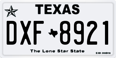 TX license plate DXF8921