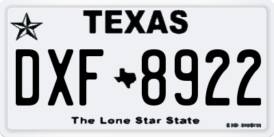 TX license plate DXF8922