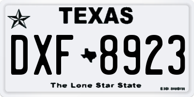 TX license plate DXF8923