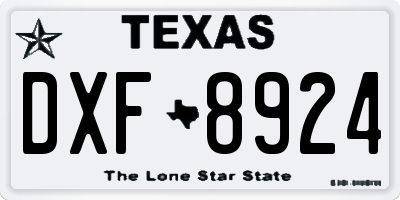 TX license plate DXF8924