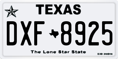 TX license plate DXF8925