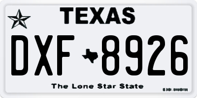 TX license plate DXF8926