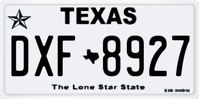 TX license plate DXF8927