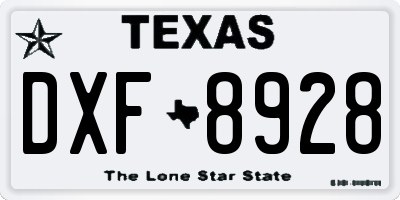 TX license plate DXF8928