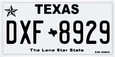 TX license plate DXF8929