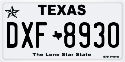 TX license plate DXF8930