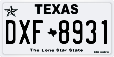 TX license plate DXF8931
