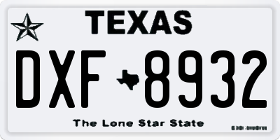 TX license plate DXF8932