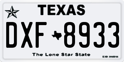 TX license plate DXF8933