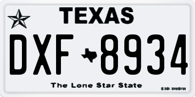 TX license plate DXF8934