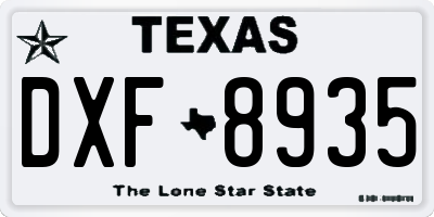 TX license plate DXF8935