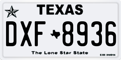 TX license plate DXF8936