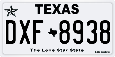 TX license plate DXF8938