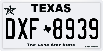 TX license plate DXF8939