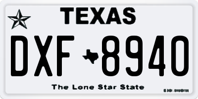 TX license plate DXF8940