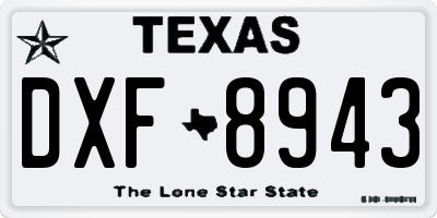 TX license plate DXF8943