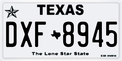 TX license plate DXF8945