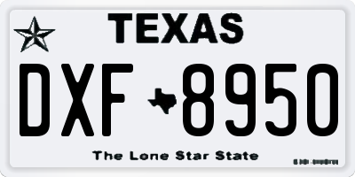 TX license plate DXF8950