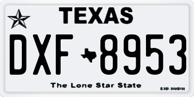 TX license plate DXF8953