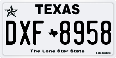 TX license plate DXF8958