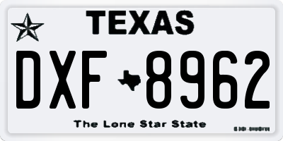 TX license plate DXF8962