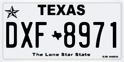 TX license plate DXF8971